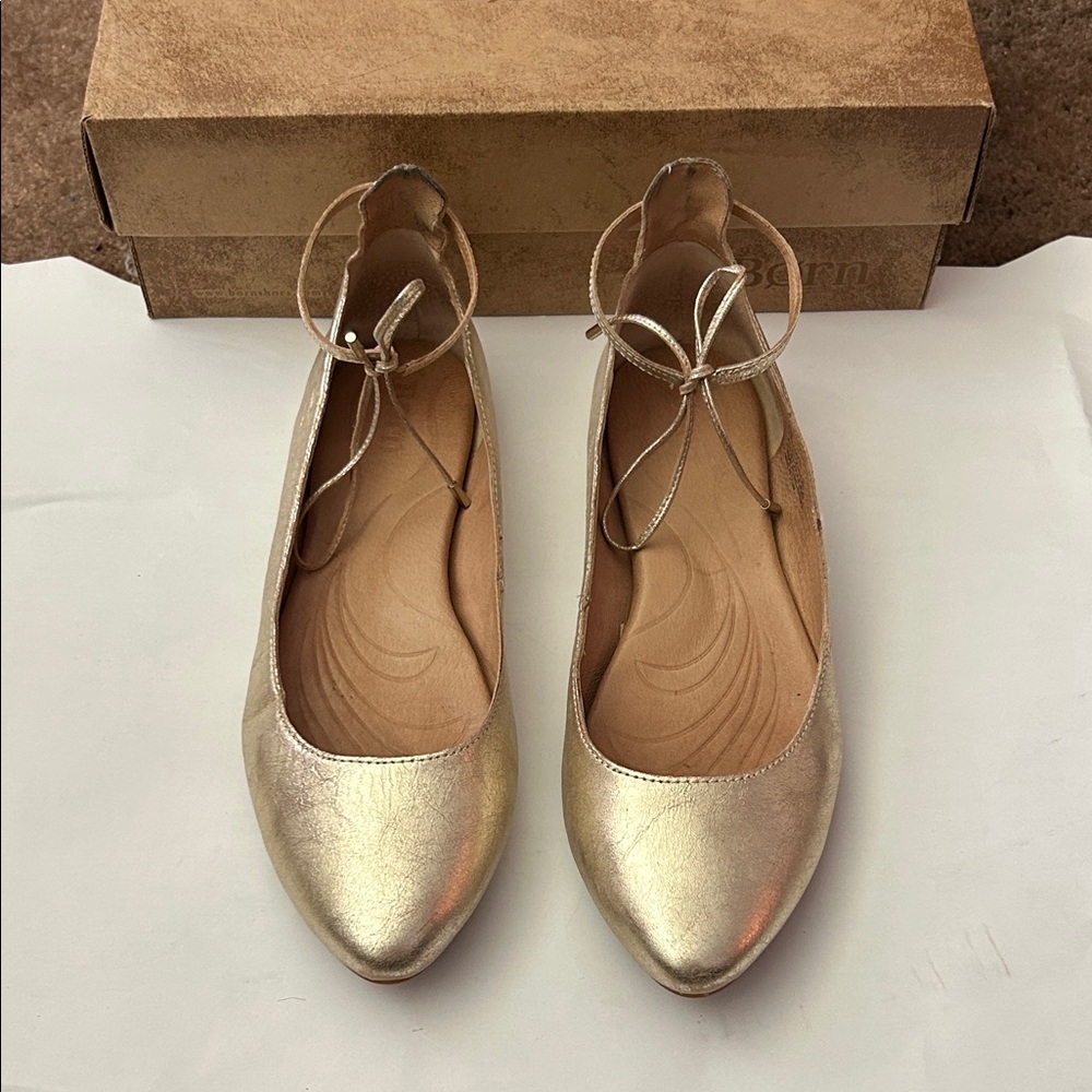 Born Gold Women's Flats with Ankle Strap